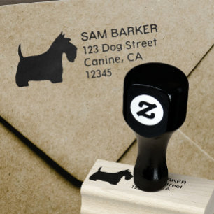 Carimbo De Borracha Scottish Terrier Scottie Dog Return Endereço