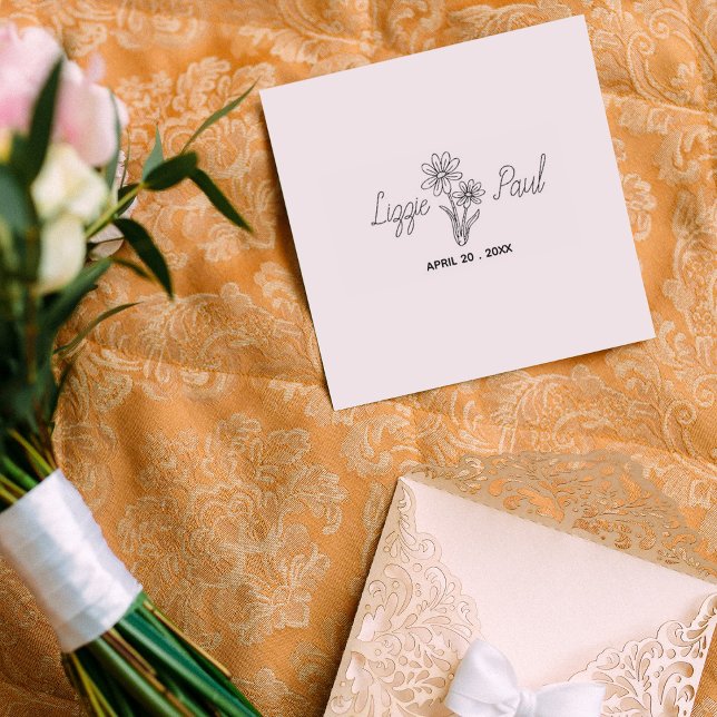 Carimbo De Borracha Script de Flor Elegante Salvar a Data (Criador carregado)