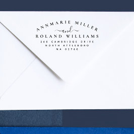 Carimbo De Borracha Script Elegante Chic Dois Sobrenomes Endereço de D