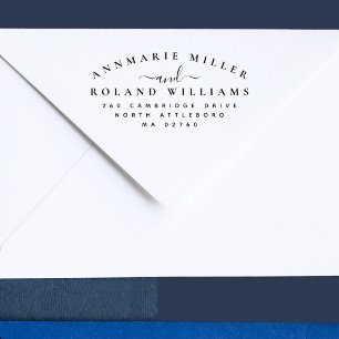 Carimbo De Borracha Script Elegante Chic Dois Sobrenomes Endereço de D