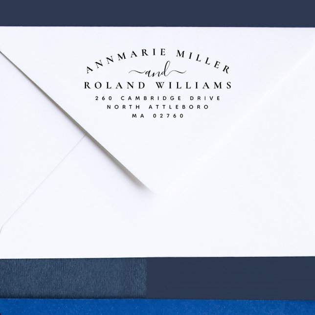 Carimbo De Borracha Script Elegante Chic Dois Sobrenomes Endereço de D (Criador carregado)