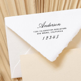 Carimbo De Borracha Script Elegante | Endereço de retorno moderno pers