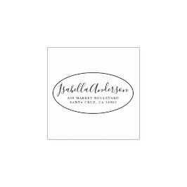 Carimbo De Borracha Script Elegante | Nome personalizado e intervalo d