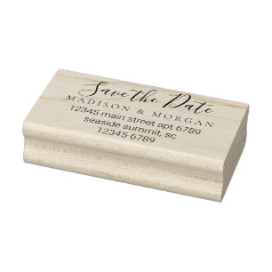 Carimbo De Borracha Script Elegante Simples Modern Chic Salvar A Data