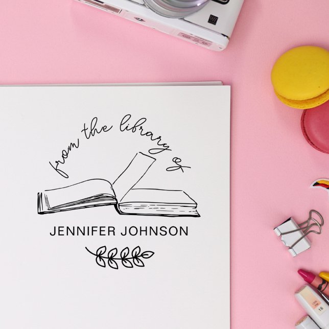 Carimbo De Borracha Script Manuscrito Da Biblioteca Do Livro (Criador carregado)