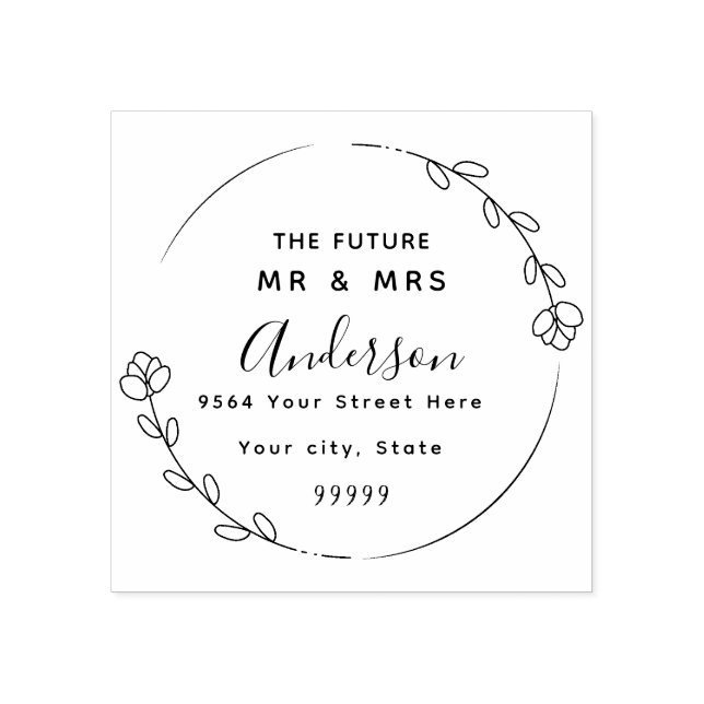 Carimbo De Borracha Script Personalizado Futuro Sr & Sra Endereço de R (Impressão)