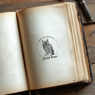Carimbo De Borracha Script Vintage Owl Da Biblioteca De