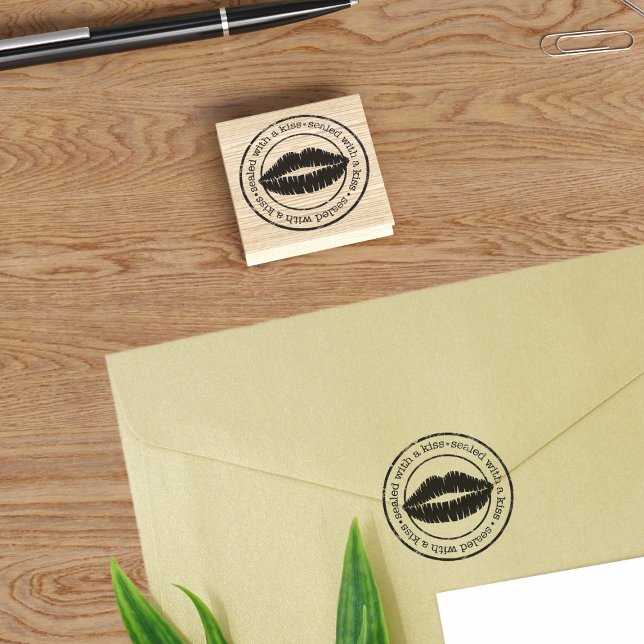 Carimbo De Borracha Selado com um selo de borracha de 2" (Sealed with a kiss rubber stamp just for you)