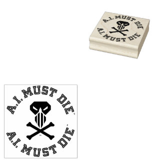 Carimbo De Borracha Selo de Borracha do Logotipo A.I. Must Die™ (Fonte