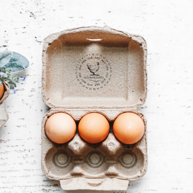 Carimbo De Borracha Selo de Caixa de Ovos Antigo ⎢Fazenda de Frango An (Criador carregado)