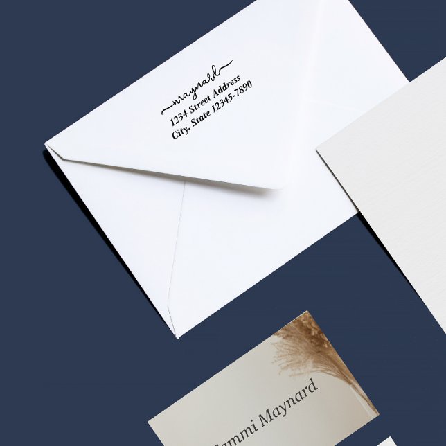 Carimbo De Borracha Selo de Endereço de Roteiro Moderno Personalizado (Criador carregado)