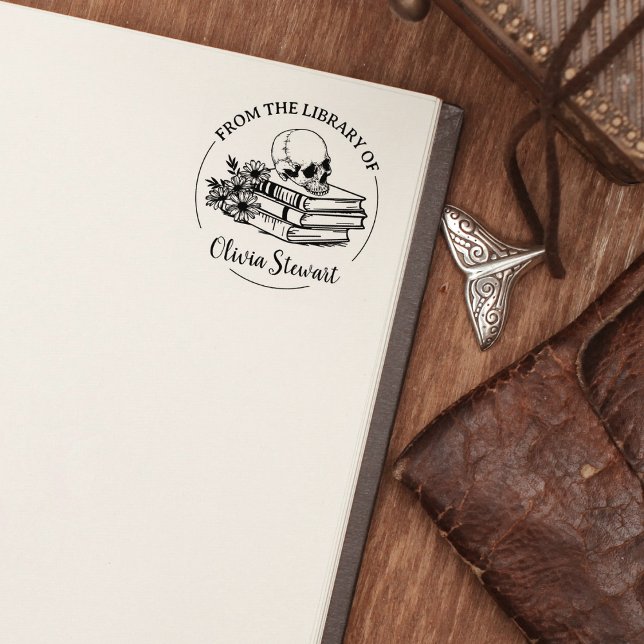 Carimbo De Borracha Selo de Livro Flor Caveira Rosto Simples (Criador carregado)