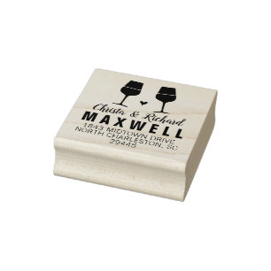 Carimbo De Borracha Selo do endereço dos casais dos vidros de vinho