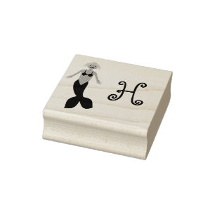 Carimbo De Borracha Sereia Fantasia Rosa Bonito Monograma Personalizad