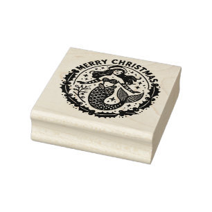 Carimbo De Borracha Sereia Feliz de Natal