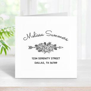 Carimbo De Borracha Seta Floral Tribal, Flores Rosa Endereço 6