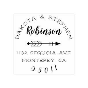 Carimbo De Borracha Setas rústicas & endereço do casal da caligrafia