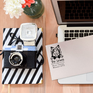 Carimbo De Borracha Shetland Sheepdog Dog, Endereço De Retorno,