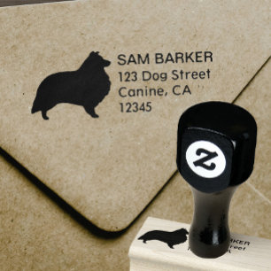 Carimbo De Borracha Shetland Sheepdog Silhouette Return Address