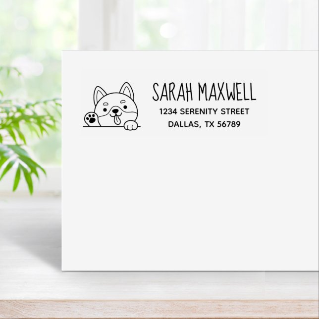 Carimbo De Borracha Shiba Inu Pet Endereço Cheio (Criador carregado)