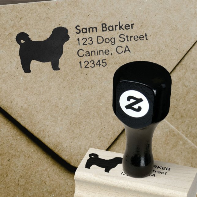 Carimbo De Borracha Shih Tzu Dog Breed Silhouette Return Address (Criador carregado)