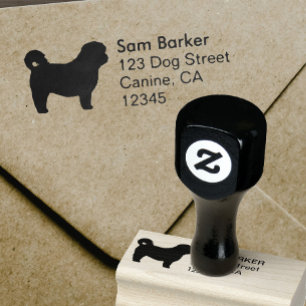 Carimbo De Borracha Shih Tzu Dog Raça Silhouette Endereço de Devolu