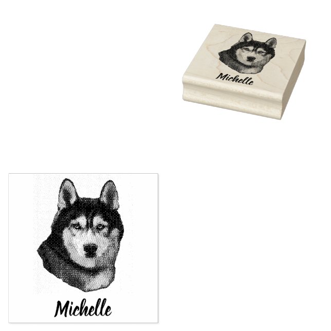 Carimbo De Borracha Siberian Husky Personalizado (Carimbado)