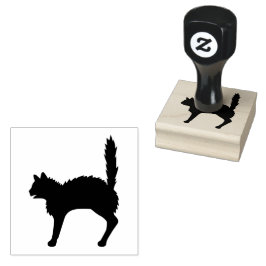 Carimbo De Borracha Silhueta de Gato Assustado com Costas Curvadas e C