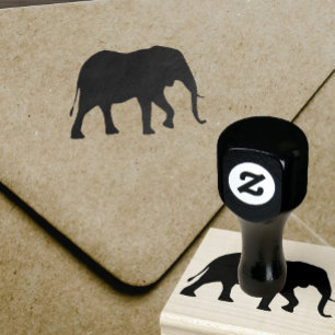 Carimbo De Borracha Silhueta do elefante africano