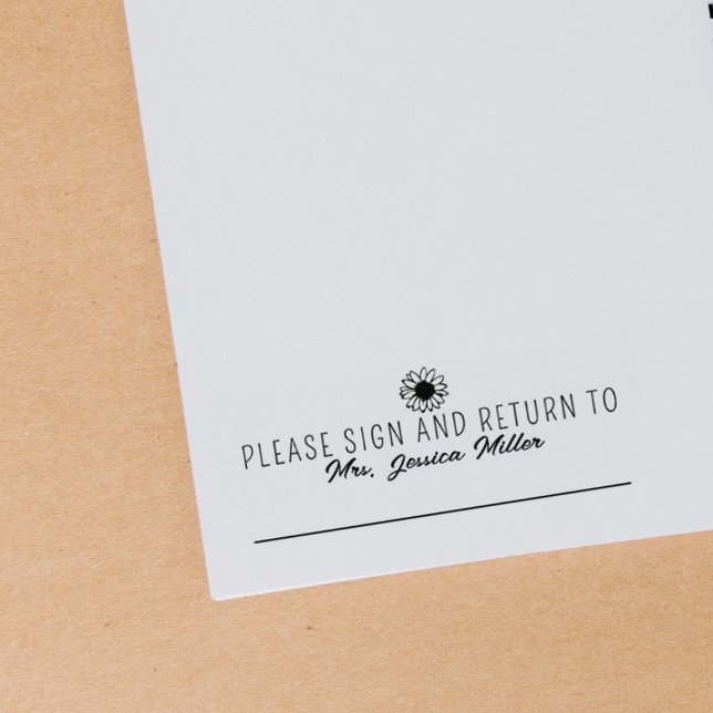 Carimbo De Borracha Simples Assine e devolva o professor personalizado (Criador carregado)