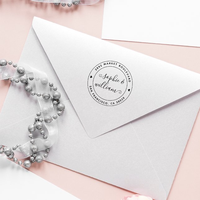 Carimbo De Borracha Simples caligrafia moderna Endereço de retorno red (Criador carregado)