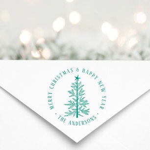 Carimbo De Borracha Simples Feliz Natal & Ano Novo 