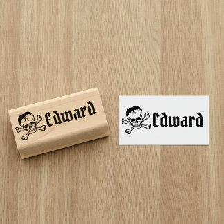Carimbo De Borracha Skull and Crossbones with Custom Name Stamp