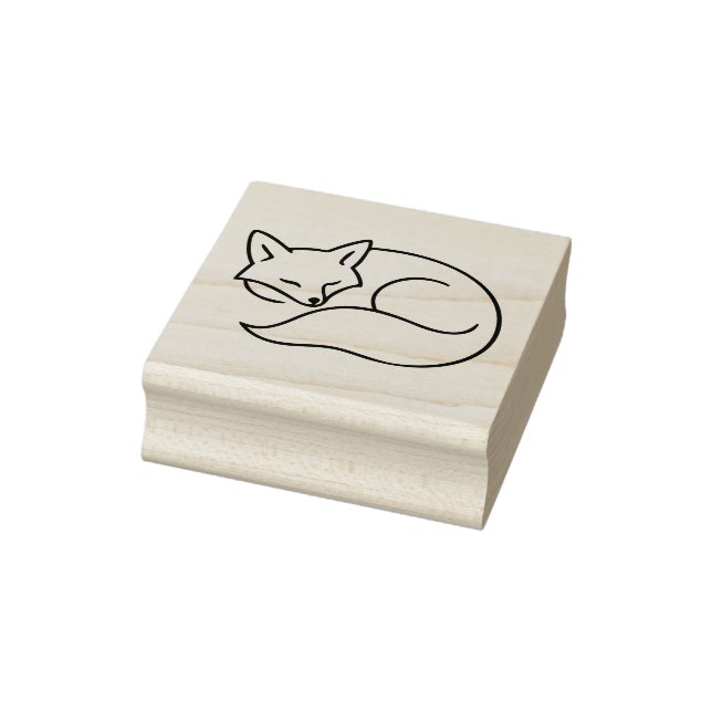 Carimbo De Borracha Sleeping Fox Line Art – Minimal Animal Ilustration (Carimbo)