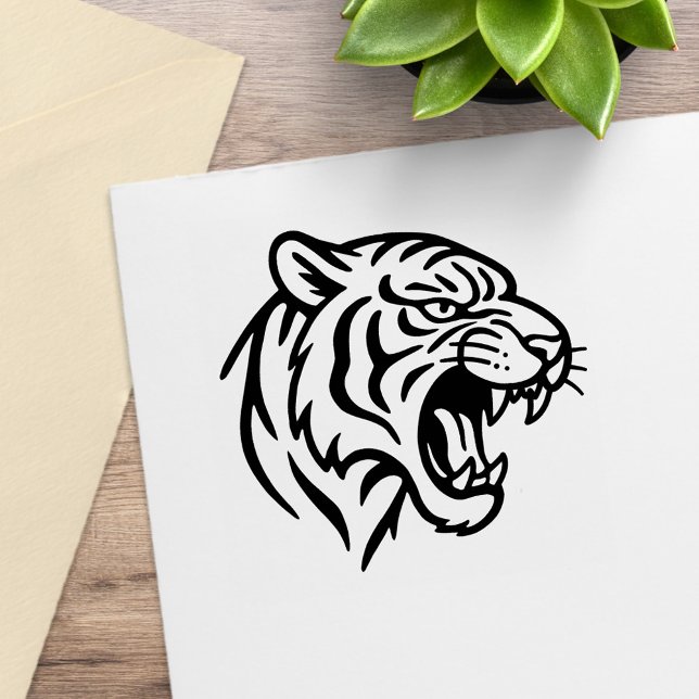 Carimbo De Borracha Snarling Tiger Profile (Criador carregado)