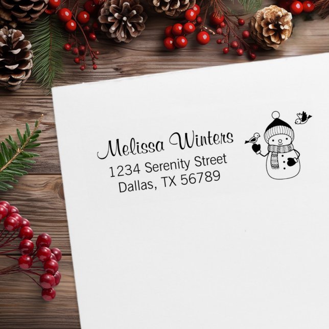 Carimbo De Borracha Snowman sorridente em Hat e Endereço Scarf de Knmi (Criador carregado)