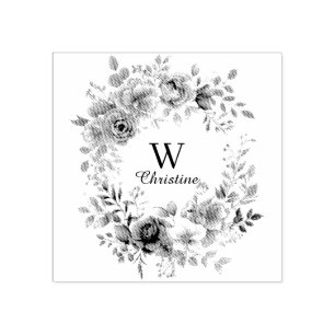 Carimbo De Borracha Sola Floral Elegante de Aquarela com Rosas Mudados