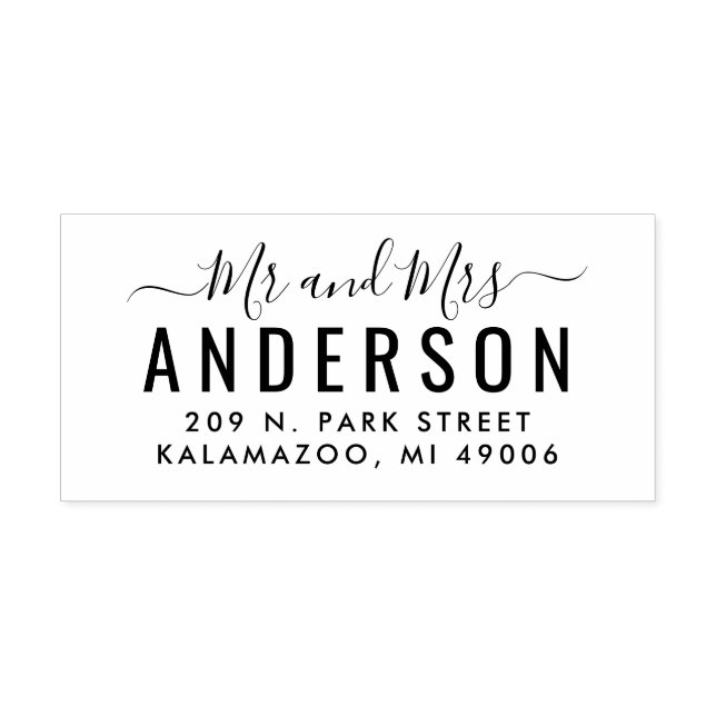 Carimbo De Borracha Sr. e Sra. Modern Script Wedding Endereço de Regre (Impressão)