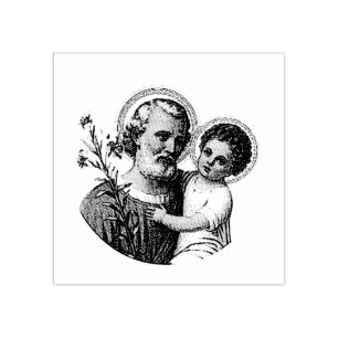 Carimbo De Borracha St Joseph com o bebê Jesus