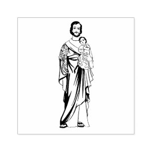 Carimbo De Borracha St Joseph e criança católicos religiosos Jesus