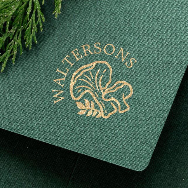 Carimbo De Borracha Stam-Seal de Caça-Cogumelos Florestais Personaliza (Personalized Woodsy Forest Mushrooms Wax Seal Stam Rubber Stamp)