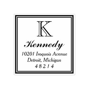 Carimbo De Borracha State Square Endereço de devolução do monograma