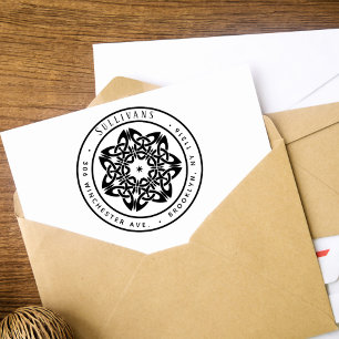 Carimbo De Borracha Stylized Celtic Knot Star Christmas Return Endereç