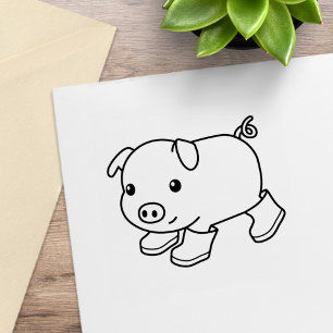 Carimbo De Borracha Suíno-branco em botas de borracha