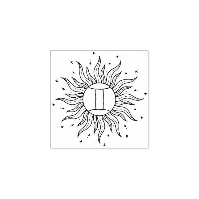 Carimbo De Borracha Sun Horoscope Gemini (Impressão)