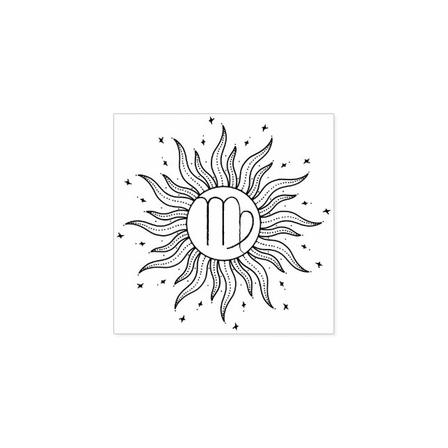 Carimbo De Borracha Sun Horoscope Virgo (Impressão)