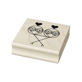 Carimbo De Borracha Surreal Fractal Lovebird Wood Art Stamp