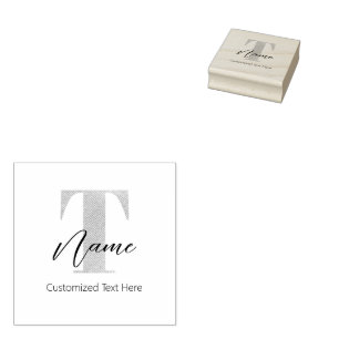 Carimbo De Borracha T & Name Iniciais Monogramados Modernos Personaliz