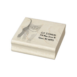 Carimbo De Borracha Tabby Custom Wooden Stamp With Text