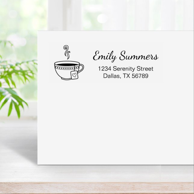 Carimbo De Borracha Taça Steaming do Endereço do Chá (Criador carregado)